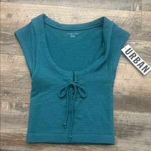 NWT Urban Outfitters (Out From Under)Teal Lace-Up Crop Top size XS/S